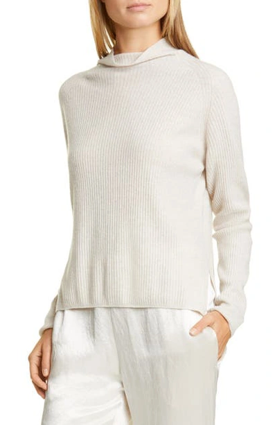 Max Mara Spiga Ribbed Wool & Cashmere Funnel Neck Sweater In Beige