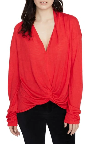 Sanctuary Knot Interested Plunge Neck Top In Party Red