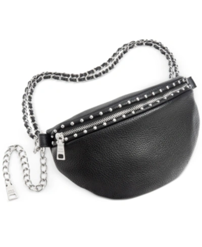 Steve Madden Studded Faux Leather Convertible Belt Bag In Black/silver