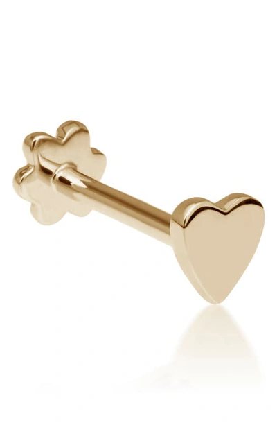 Maria Tash 14ct Heart Single Threaded Stud Earring In Gold