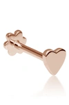 Maria Tash Heart Threaded Stud Earring In Rose Gold