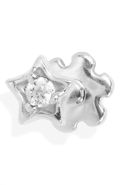 Maria Tash Diamond Solitaire Star Threaded Stud Earring In White Gold/ Diamond