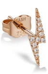 Maria Tash Diamond Lightning Bolt Stud Earring In Rose Gold/ Diamond
