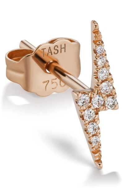 Maria Tash Diamond Lightning Bolt Stud Earring In Rose Gold/ Diamond