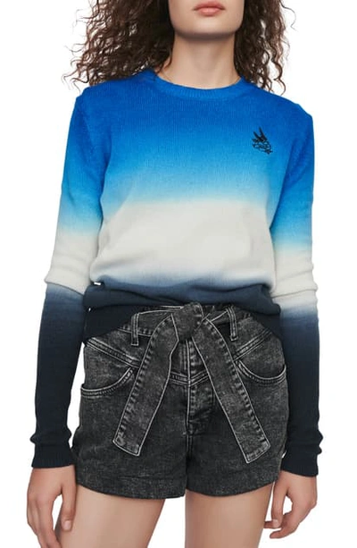 Maje Menphis Ombre Wool & Cotton Blend Sweater In Azure Blue
