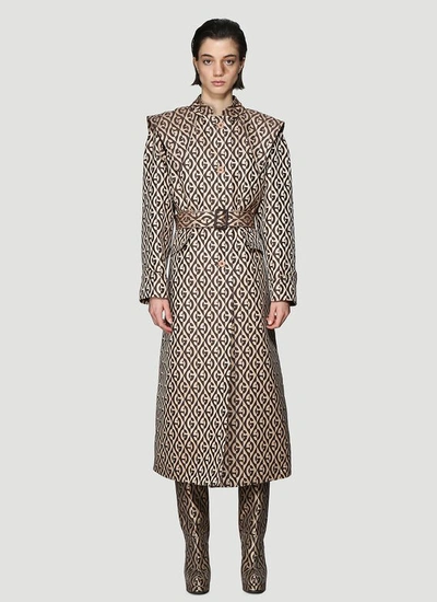 Gucci G Pattern Trench Coat In Brown