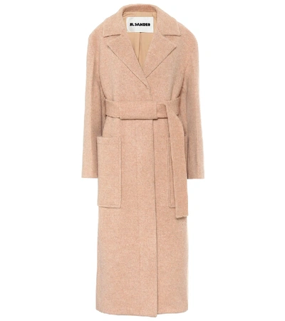 Jil Sander Wool-fleece Longline Coat In Pink In Open Beige