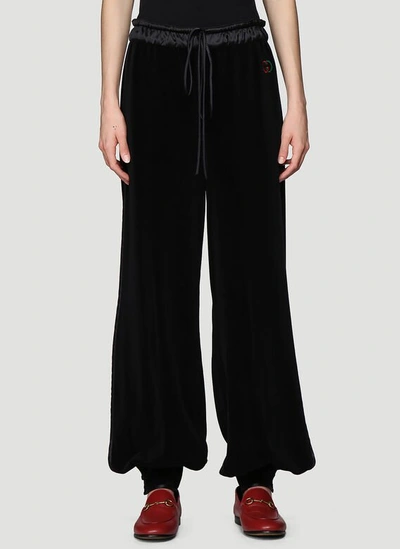 Gucci Tapered Velour Pants In Black