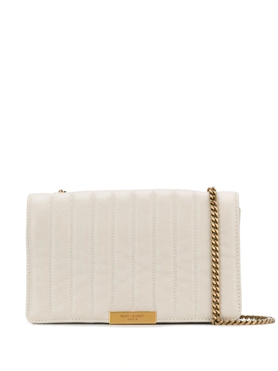 Saint Laurent Women's Amalia Matelassé Patent Leather Shoulder Bag In Crema Soft