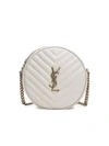 Saint Laurent Women's Jade Round Matelassé Leather Bag In Crema Soft