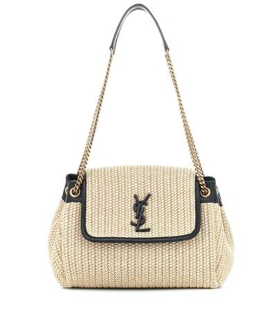 Saint Laurent Nolita Small Raffia Shoulder Bag In Natural