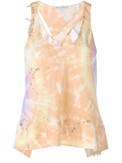 Rabanne Tie Dye Silk Tank Top In Yellow