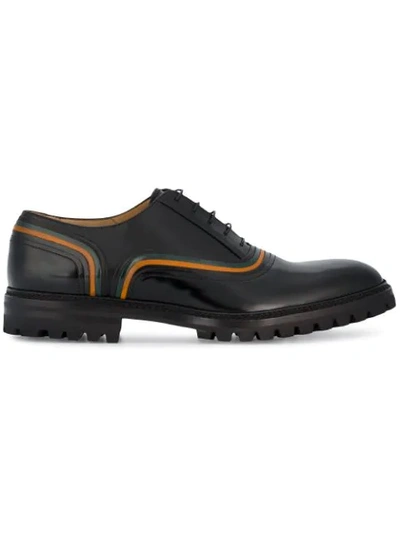 Weber Hodel Feder Anchorage Leather Brogues With Contrasting Stripes In Black