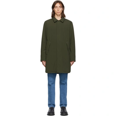 The Very Warm Ssense Exclusive Khaki Shell Filled Mac Coat In Olive