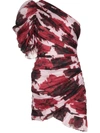 Alexandre Vauthier One-shoulder Floral Mini Dress In Red