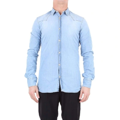 Aglini Men's Light Blue Cotton Shirt
