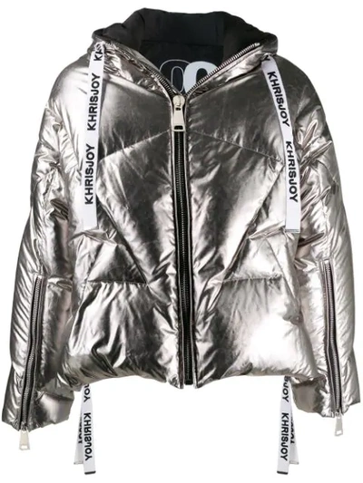 Khrisjoy Metallic Puffer Jacket In Silver