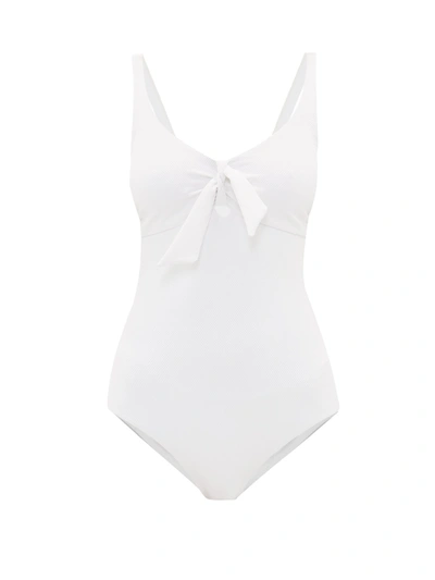 Melissa Odabash Lisbon Bow Detail Textured One-piece In White Pique