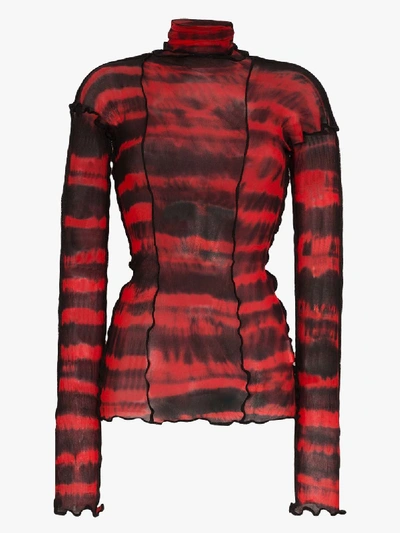 Asai Tie-dye Long Sleeve Top In Red