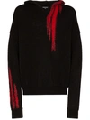 Ann Demeulemeester Embroidered Knit Hoodie In Black