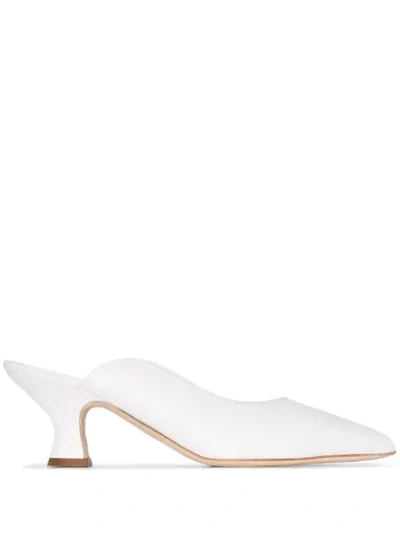 Burberry Holme 60mm Leather Mules In White