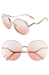 Chloé Wendy 59mm Round Sunglasses In Rose Gold/ Gradient Rose