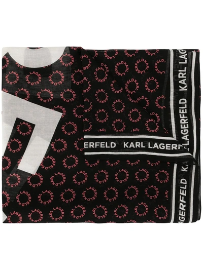 Karl Lagerfeld Logo Print Scarf In Black