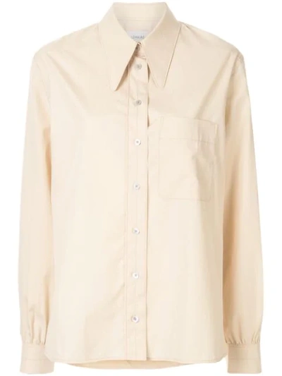 Lemaire Oversized Collar Front Pocket Shirt In Yellow