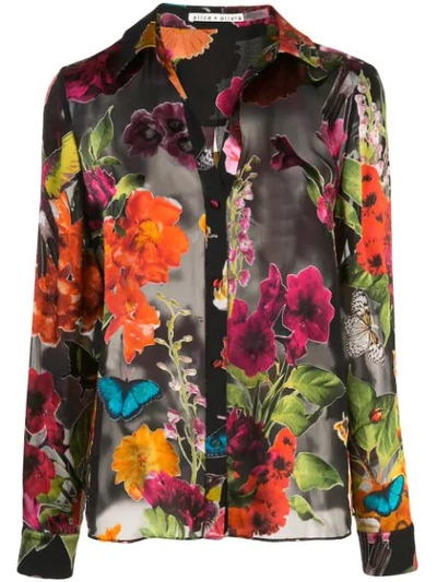 Alice And Olivia Women's Eloise Floral Chiffon-silk Blouse In Midnight Garden Floral