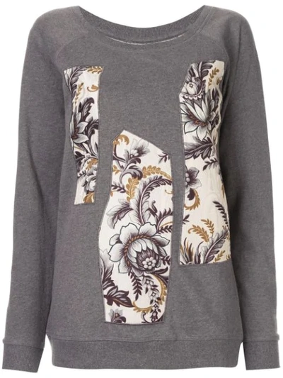 Antonio Marras Floral-panelled Sweatshirt In Grey