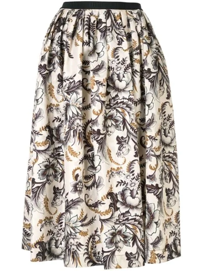 Antonio Marras Floral-print Flared Skirt In Neutrals