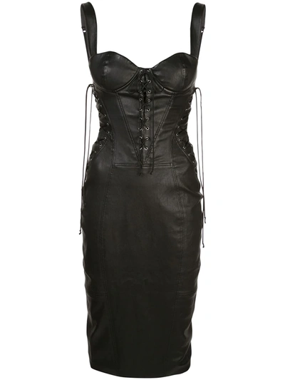 Kiki De Montparnasse Corset Effect Midi Dress In Black