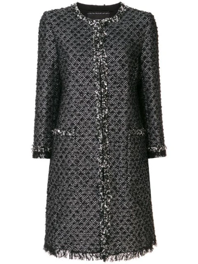 Andrew Gn Metallic Collarless Coat In Black