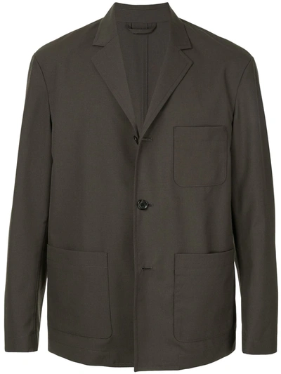 Caban Boxy Fit Buttoned Shirt Jacket In Grey