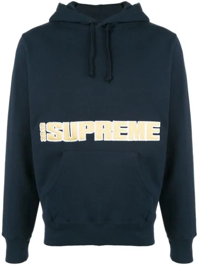 Supreme Blockbuster Logo Embroidered Hoodie In Blue | ModeSens