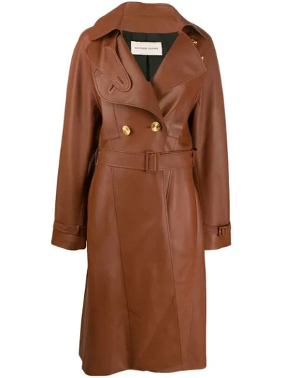 Alexandre Vauthier Double Breasted Coat In Brown