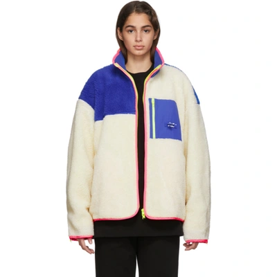 Ader Error Colour-block Shearling Jumper In Ofwh Off Wh