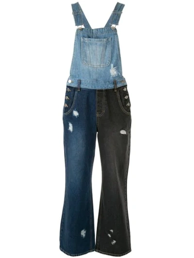 Sjyp Multi-tone Denim Dungarees In Blue