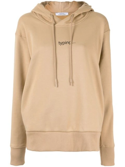 Kseniaschnaider Text Print Drawstring Hoodie In Brown