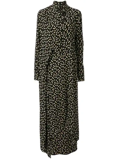 Petar Petrov Silk Polka Dot Print Dress In Black