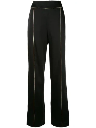 Peter Pilotto Satin Wide Leg Trousers In Black