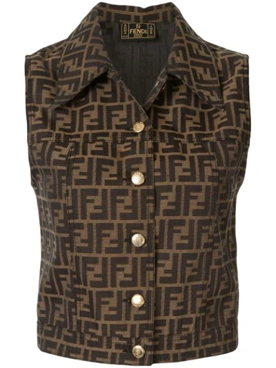 Pre-owned Fendi Zucca Print Waistcoat In Brown