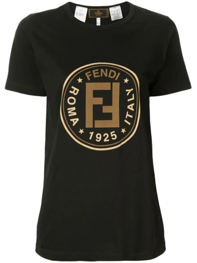 Pre-owned Fendi Logo Print T-shirt In Black