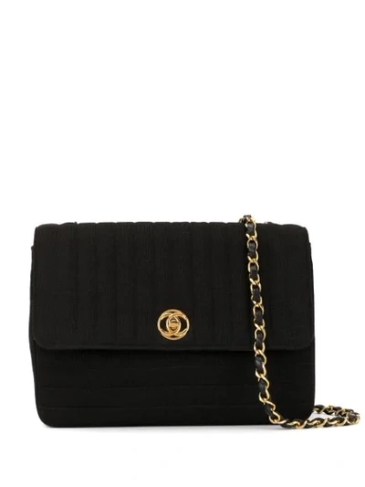 Pre-owned Chanel 1985-1993 Mademoiselle Chain Crossbody Bag In Black