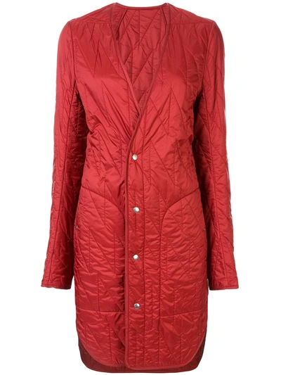 Rick Owens Quilted Shell Coat In Red