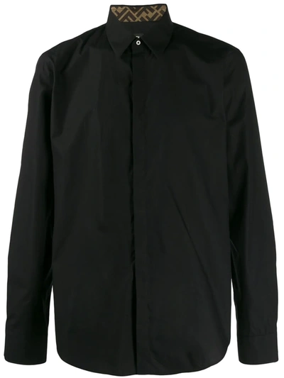 Fendi Long-sleeved Buttoned Shirt In Black