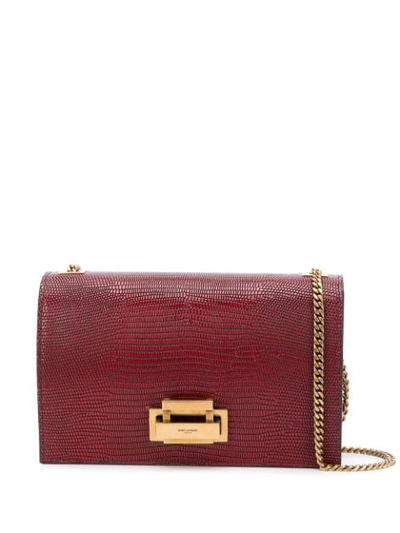 Saint Laurent Snakeskin Effect Cross Body Bag In Jam Red