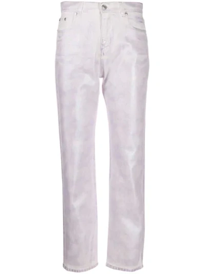 Msgm Cropped Tie-dye Jeans In White