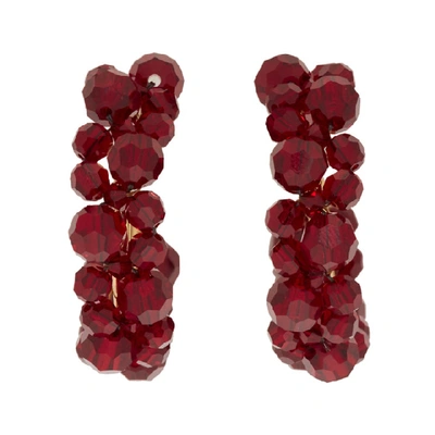 Simone Rocha Crystal Beaded Wiggle Hoop Earrings In Blood Red