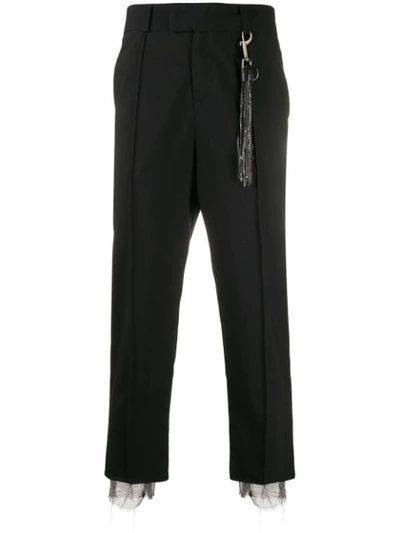 Nahmias Chain Tassel Bandana-trimmed Cropped Trousers In Black